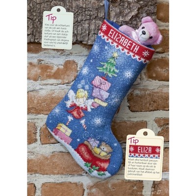 Borduurblad productfoto Patroon Onderweg naar kerst... Kerstsok voor een engeltje 2