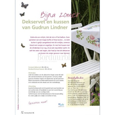 Borduurblad productfoto Patroon Bijna zomer... Dekservet en kussen van Gudrun Lindner