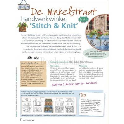 Borduurblad productfoto Patroon De Winkelstraat (Deel 1)  handwerkwinkel Stitch & Knit