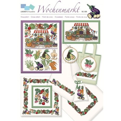 Borduurblad productfoto Lindner Kreuzstiche Leaflet 'Wochenmarkt 099' 2