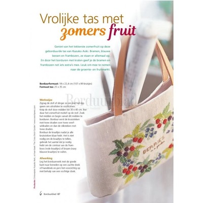 Borduurblad productfoto Patroon Vrolijke tas met zomers fruit