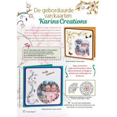 Borduurblad productfoto Patroon De geborduurde kaarten van Karin's Creations