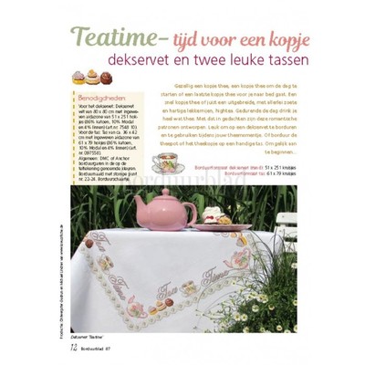 Borduurblad productfoto Patroon Teatime - tijd voor een kopje thee