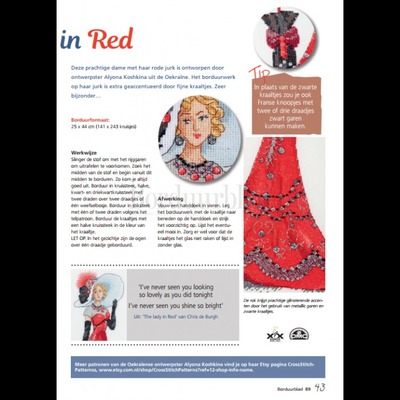 Borduurblad productfoto Patroon The Lady Red (De dame in het rood)