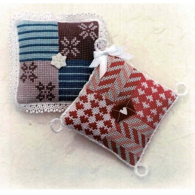 Borduurblad productfoto Stitch 'n Patchwork Cushions January & February- patroon