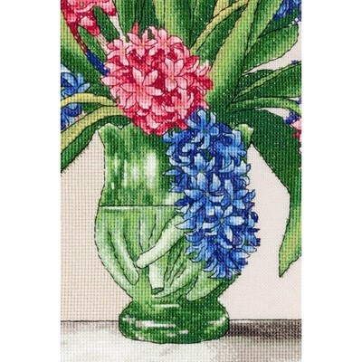 Borduurblad productfoto Patroon Voorjaarsboeket met tulpen en hyacinten 2