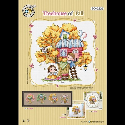 Borduurblad productfoto Borduurpatroon Soda Stitch Treehouse Fall-herfst