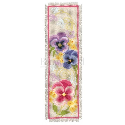 Borduurblad productfoto Set met 2 boekenleggers Viooltjes