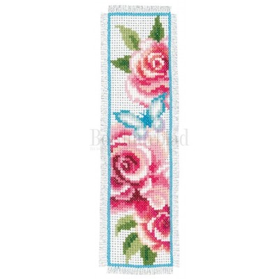 Borduurblad productfoto Set met 2 Boekenlegger Roosjes