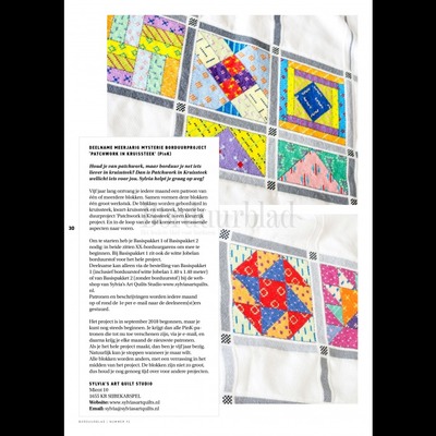 Borduurblad productfoto Patroon Mysterie borduurproject PinK: Patchwork in Kruissteek