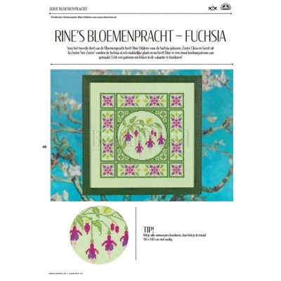 Borduurblad productfoto Patroon Rine's Bloemenpracht - Fuchsia
