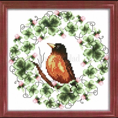 Borduurblad productfoto A Bird for all Seasons Spring Robin- patroon