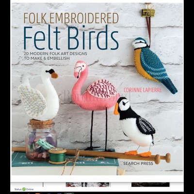 Borduurblad productfoto Boek Folk embrodered Felt Birds  - Geborduurde Vilten Vogels