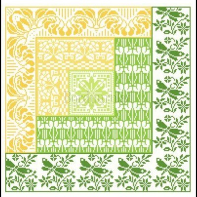 Borduurblad productfoto Log Cabin Spring - Patroon