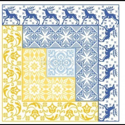 Borduurblad productfoto Log Cabin Winter - Patroon