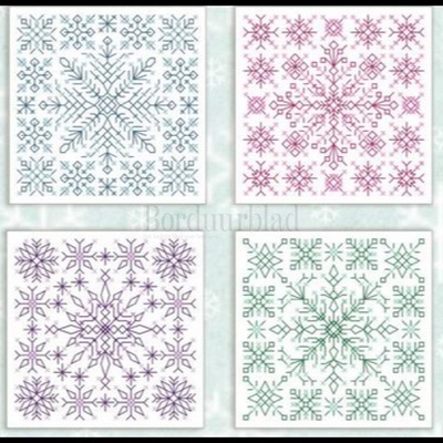 Borduurblad productfoto Snowflakes Biscornus- patroon