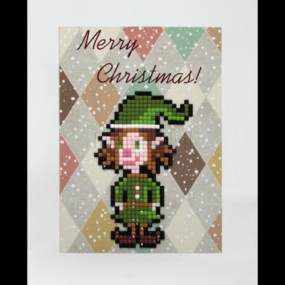 Borduurblad productfoto Diamond Painting kaart - Merry Christmas (Elf)