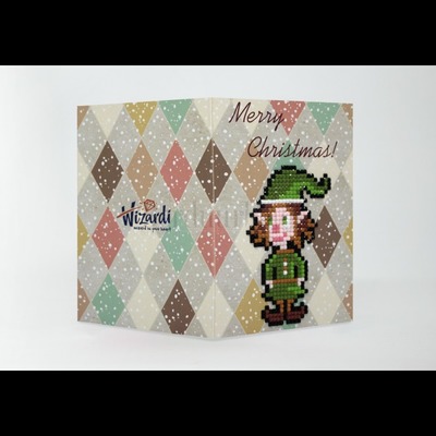 Borduurblad productfoto Diamond Painting kaart - Merry Christmas (Elf) 2
