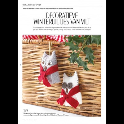 Borduurblad productfoto Patroon Decoratieve winteruiltjes van vilt