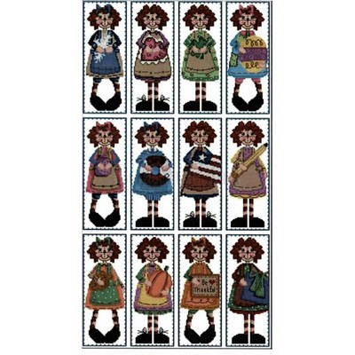 Borduurblad productfoto Ragged Annie Year Round Bookmarks - patroon