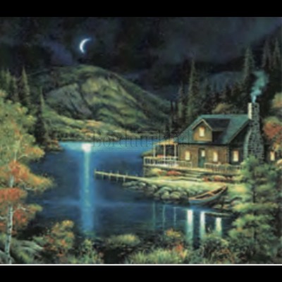 Borduurblad productfoto Moonlit cabin - patroon