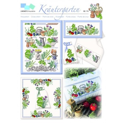 Borduurblad productfoto Lindner Kreuzstiche Leaflet 'Krautergarten 115'