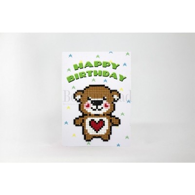 Borduurblad productfoto Diamond painting kaart ‘Happy Birthday’