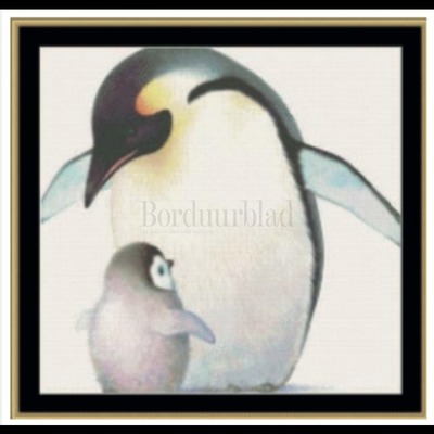 Borduurblad productfoto A mothers love collection - mama penquin & chick- patroon