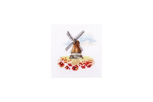 Borduurblad productfoto Borduurpakket Alisa ‘Windmill in a Poppy Field’