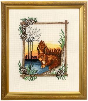 Borduurblad productfoto Borduurpakket Permin ‘Squirrel’
