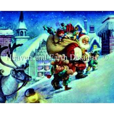 Borduurblad productfoto Kerstpatroon 'Up on a Roof Top' 2