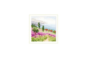 Borduurblad productfoto Borduurpakket Alisa 'Lavender at the Sea'