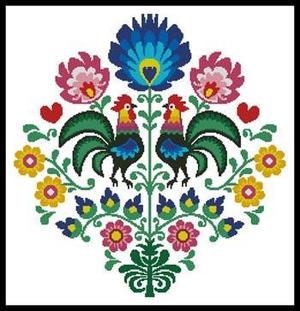 Borduurblad productfoto Patroon Artecy 'Polish folk design with roosters'