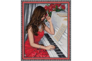 Borduurblad productfoto Diamond painting kit Wizardi ‘Pianist’ 2