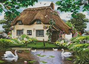 Borduurblad productfoto Garenset Artecy 'Swan Cottage'