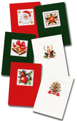 Borduurblad productfoto Borduurpakket Pako ‘Kerstkaarten set van 6 – kleuren’