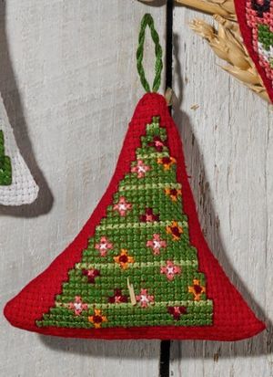 Borduurblad productfoto Borduurpakket Permin ‘Hanger rode kerstboom’