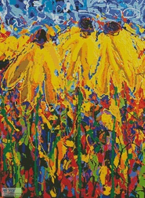 Borduurblad productfoto Garenset Artecy 'Coneflower Chaos (Crop)'