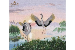 Borduurblad productfoto Borduurpakket Oven ‘Dancing Cranes’