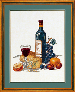 Borduurblad productfoto Borduurpakket Eva Rosenstand ‘Cheese and Red Wine’