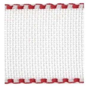 Borduurblad productfoto Aida borduurband wit/rood  5 cm breed