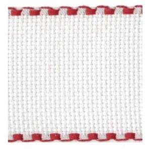 Borduurblad productfoto Aida borduurband wit/rood  5 cm breed