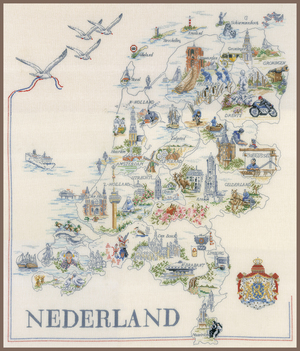 Borduurblad productfoto Lanarte borduurpakket - Landkaart van Nederland
