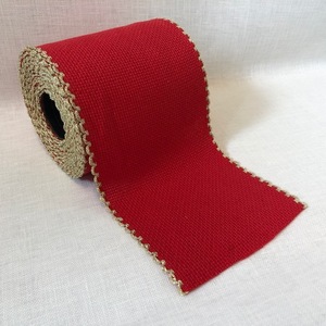 Borduurblad productfoto Aida borduurband rood/goud 10 cm breed