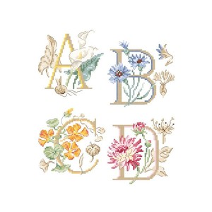 Borduurblad productfoto Patroon Les Brodeuses Parisiennes 'Botanical Alphabet'
