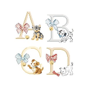 Borduurblad productfoto Patroon Les Brodeuses Parisiennes 'Pretty doggies Alphabet'