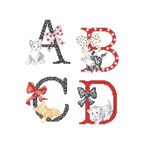 Borduurblad productfoto Patroon Les Brodeuses Parisiennes 'Cats Alphabet'
