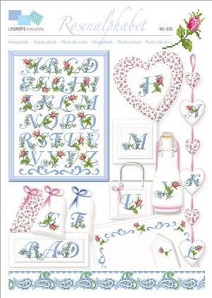 Borduurblad productfoto Lindner Kreuzstiche Leaflet 'Rosenalphabet 035' 2