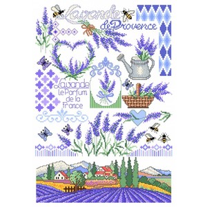 Borduurblad productfoto Lindner Kreuzstiche Leaflet 'Lavande de Provence 080'