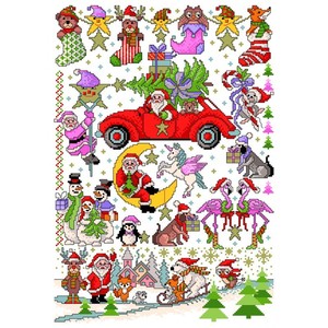 Borduurblad productfoto Lindner Kreuzstiche Leaflet 'Crazy Christmas 126'